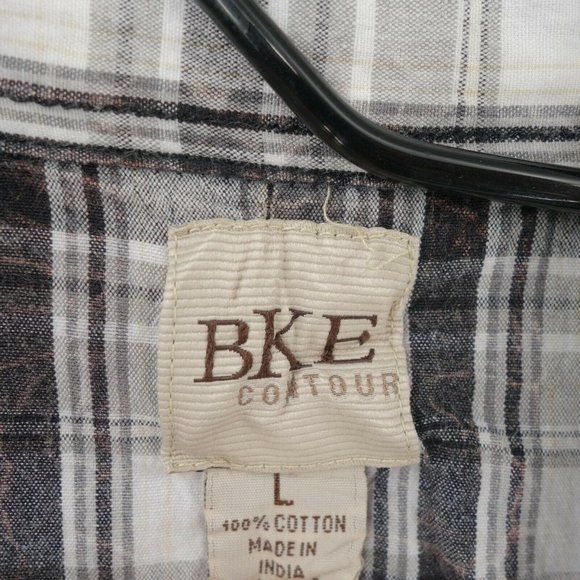 Buckle BKE Shirt Mens Large Black Plaid Long Sleeve Pearl Snap Contour Fit - Picture 3 of 8